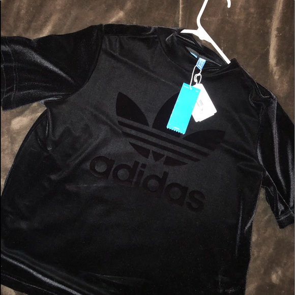 adidas black velvet top
